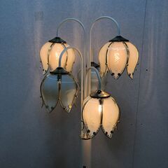 フロアスタンドライト 5灯 ガラスシェード 花柄 エッチング クラシック 昭和レトロ ヨーロピアン インテリア照明【糸島市内 送料無料】 251229-3の画像