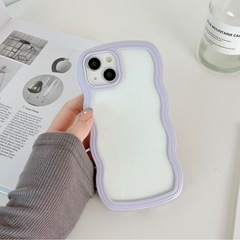 《新品》iPhone 13/14用　波型　ソフトケース　パープル/ブラックの画像