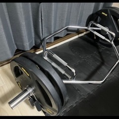 ヘックスバーとオリンピックプレート25kg4枚 の画像