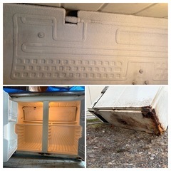 【ジャンク・引取限定】業務用テーブル型冷蔵庫＋作業台 2点セット（部品取り・DIY向け） の画像