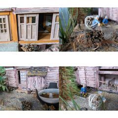 ジオラマ完成品　田舎の農家　わらぶき屋根　幅80㎝の画像