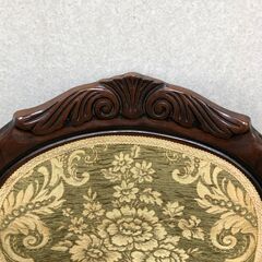 イタリア製クラシックチェア2脚セット 猫脚 彫刻 木製 張り座面 輸入家具 ダイニング 応接用　【糸島市内 送料無料】251229-5の画像