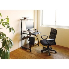 美品⭕️弘益 メッシュバックチェア 肘掛け付き KHC-832L BK ブラック (幅59×奥行57×高さ87.5〜96.5cm)の画像