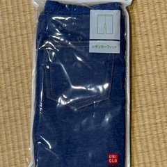 新品 UNIQLO レギンス デニムライク 7分丈 65BLUE 100cmの画像
