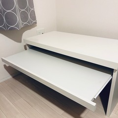 ローデスク 白 国産 鏡面 パソコンデスク 幅90cmの画像