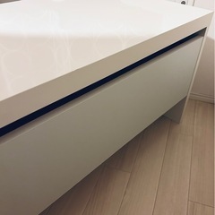 ローデスク 白 国産 鏡面 パソコンデスク 幅90cmの画像