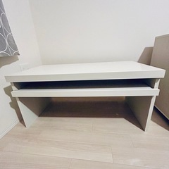 ローデスク 白 国産 鏡面 パソコンデスク 幅90cmの画像