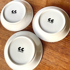 カレー皿　３枚　カンサイ　花柄　ホワイトの画像