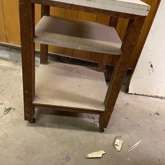 ホワイト 木製 サイドテーブル 2段の画像