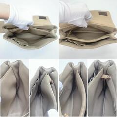 PRADA プラダ ハンドバッグ 腕掛け B10397 ポーチ ナイロン レザー 本革 キャンバス ベージュ 白タグの画像