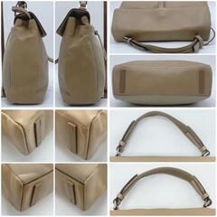 PRADA プラダ ハンドバッグ 腕掛け B10397 ポーチ ナイロン レザー 本革 キャンバス ベージュ 白タグの画像