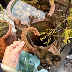 土器デザインの素焼きオブジェの画像