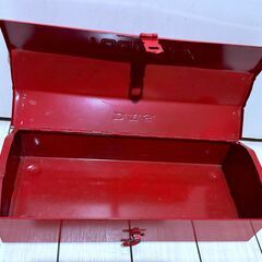 レトロ工具箱】スチール製 ツールボックス 工具ケース 赤色 鉄製 工具入れ 収納ケース DIY メタル製 TOOL BOX インダストリアルの画像
