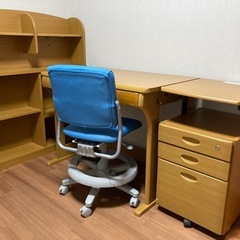 学習机　勉強机　椅子　袖机の画像
