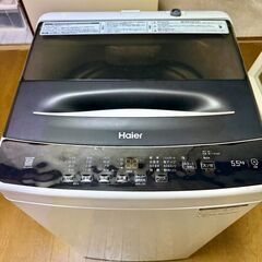 美品・2024年最新式・コンパクト・使用頻度少・配送可◆オシャレなハイアール製全自動洗濯機5.5kg JW-U55Bの画像