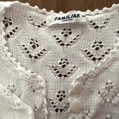 ファミリア　コットン100.%レース編みカーディガン　140㎝の画像