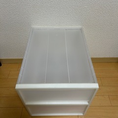 【後２日で処分& 無料】引き出し収納ケース 2段／半透明 ホワイト（1段ずつ分離可）の画像