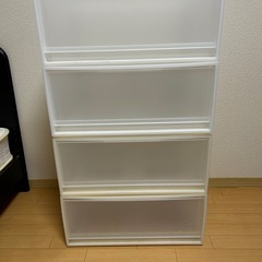 【あと２日で処分& 今だけ無料】引き出し収納ケース 4段／半透明 ホワイト（1段ずつ分離可）の画像