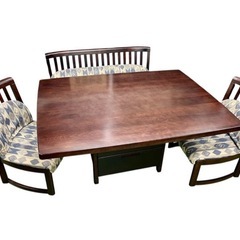 90s【オールドカリモク/ダイニングセット/ダイニングテーブル ベンチソファー チェア2脚】カリモク家具 ヴィンテージ家具の画像