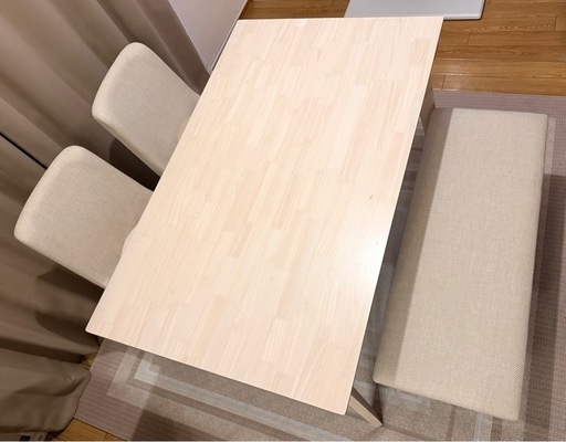 【〆】ダイニングセット 幅120cm 【4点セット】　ベンチほぼ未使用
