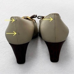 LANCEL ランセル スクエアトゥ パンプス 23cm ベージュ 通勤パンプス ビットパンプス ミドルヒールの画像