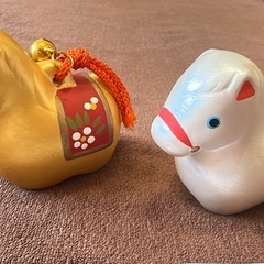 🐴🎍🗻【縁起物・干支飾りセット】陶器製 薬師窯 他 正月飾り 開運 玄関置き 開運招福の画像