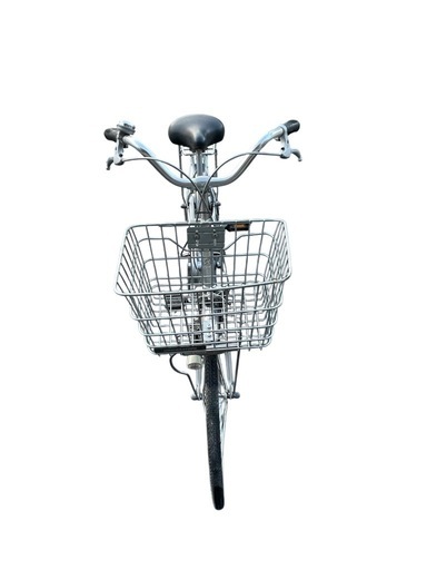 ブリヂストン 自転車 24インチ シルバー 大きめ前かご付き 中古