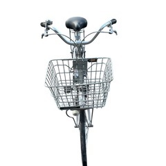 ブリヂストン 自転車 24インチ シルバー 大きめ前かご付き 中古の画像