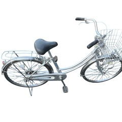 ブリヂストン 自転車 24インチ シルバー 大きめ前かご付き 中古の画像