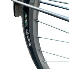 ブリヂストン 自転車 24インチ シルバー 大きめ前かご付き 中古の画像