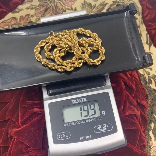 K18 ロープチェーン　ネックレス　19.9g 約45.5cm