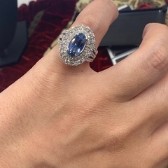 非加熱サファイア　6.45ct pt950 リング　ダイヤ1.81ct 9.3g 約12号　GIA鑑別書の画像