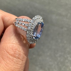 非加熱サファイア　6.45ct pt950 リング　ダイヤ1.81ct 9.3g 約12号　GIA鑑別書の画像