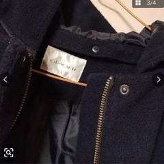 GLACIER フード付きネイビーロングコートの画像