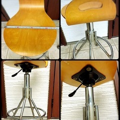 高さ調整可 木製カウンターチェア 2脚セット 北欧風 バーチェアの画像