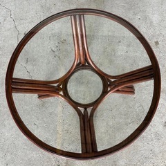 ꧁オールドラタン꧂ 90s大型 ガラステーブル 直径91cm リゾート モダンの画像