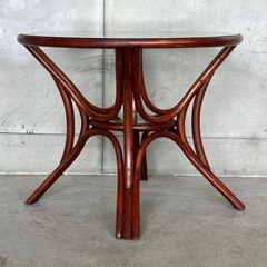 ꧁オールドラタン꧂ 90s大型 ガラステーブル 直径91cm リゾート モダンの画像