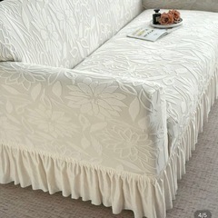 花柄ホワイトソファカバー 1人乗りの画像