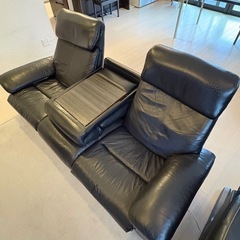 本革ソファ　手動リクライニングの画像