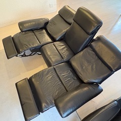 本革ソファ　手動リクライニングの画像
