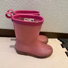 無料　子供　長靴　16cm  キッズ　レインシューズ　ピンクの画像