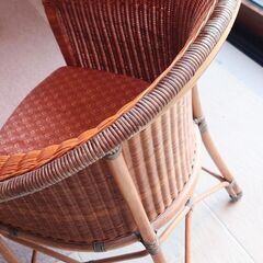 訳あり ラタンアームチェア 籐家具 ビンテージ 手作りの画像