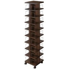 【完成品】 本棚 書棚 漫画 コミック スリム 省スペース おしゃれ 回転 キャスター 子ども 子供部屋 木製 タワー型 オープン ディスプレイラック の画像