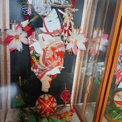 羽子板飾り　お祝い　女の子　飾り　ケース　オルゴール　昭和レトロの画像