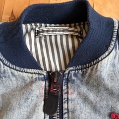 デニム柄　刺繍／ワッペン フライトジャケット　MA-1  サイズ不明　の画像