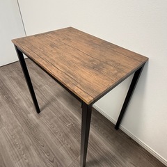 【超美品】木目調ダイニングテーブル＋チェア1脚セット／シンプル・アイアン脚の画像
