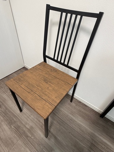 【超美品】木目調ダイニングテーブル＋チェア1脚セット／シンプル・アイアン脚