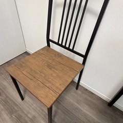 【超美品】木目調ダイニングテーブル＋チェア1脚セット／シンプル・アイアン脚の画像