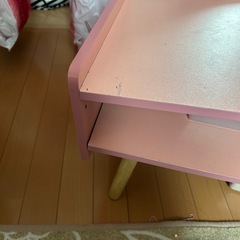 ドレッサー　鏡付き化粧台　ピンク　棚付きの画像