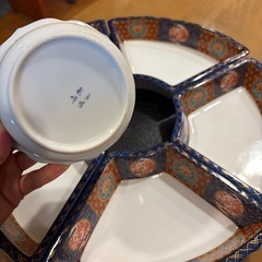 京紫龍峰 回転式 オードブル皿 錦山水　直径約39cm 三洋陶器　の画像